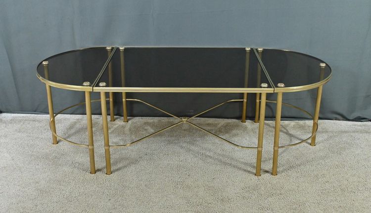 Table Basse Tripartite en Verre, style Maison Baguès – 1950