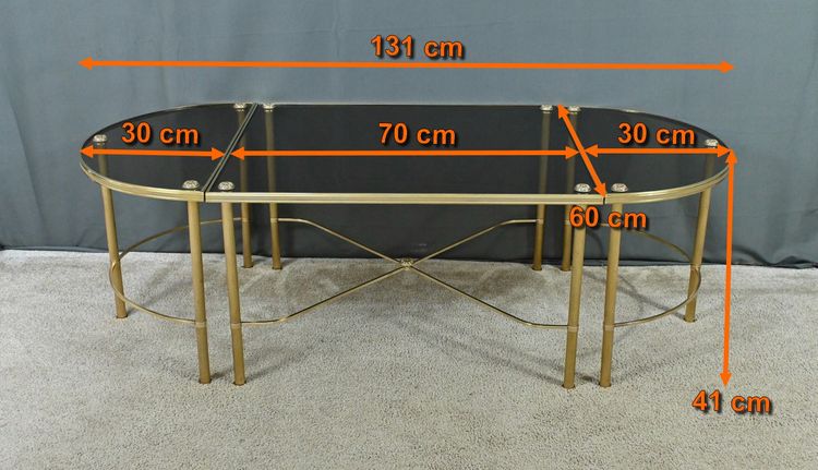 Table Basse Tripartite en Verre, style Maison Baguès – 1950