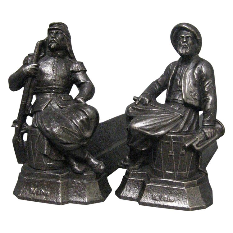 Pair De Chenets Aux Zouaves.