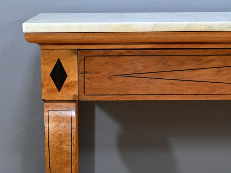 Consolle in radica di noce, periodo di restauro - Inizio XIX secolo