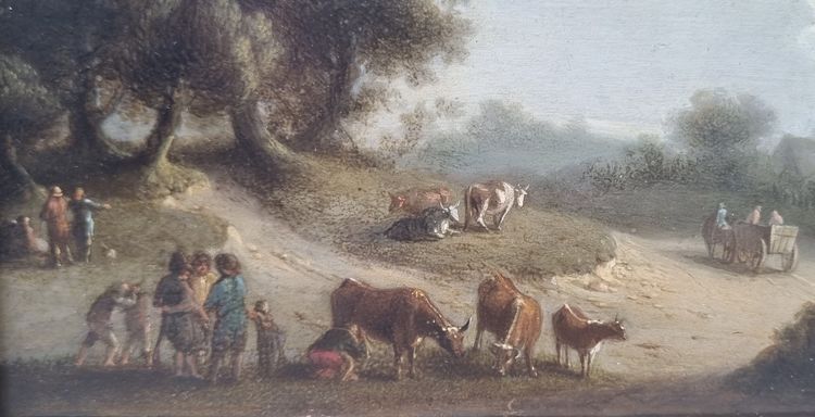 18th century Flemish school - Animated landscape with a herd of cows