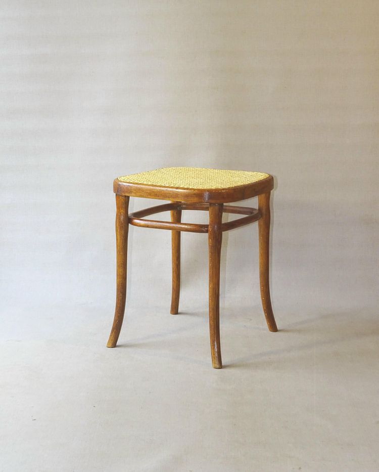 Square Thonet stool, caned, No. 56 circa 1900
