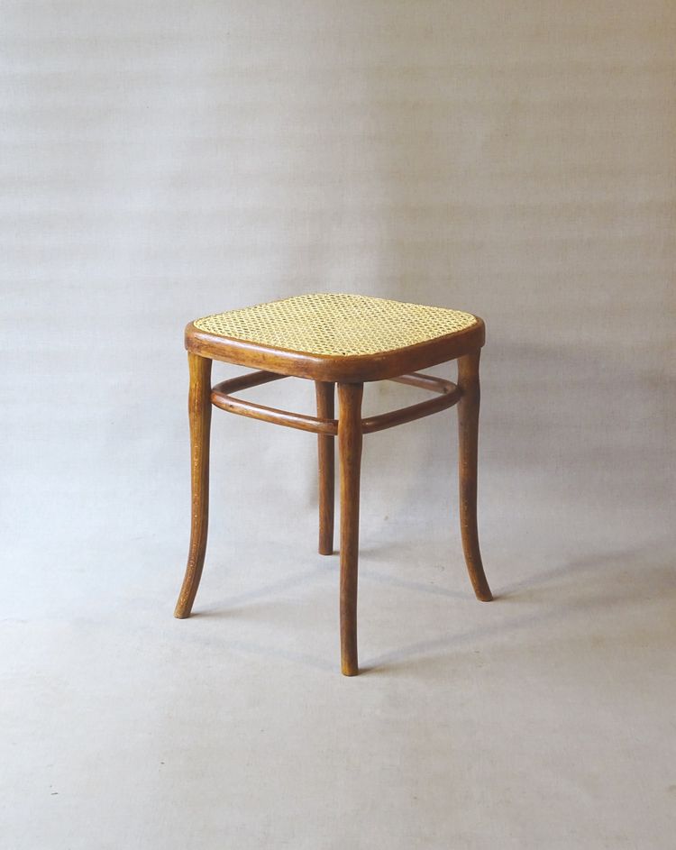 Square Thonet stool, caned, No. 56 circa 1900