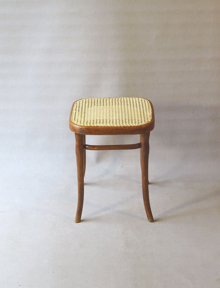 Square Thonet stool, caned, No. 56 circa 1900