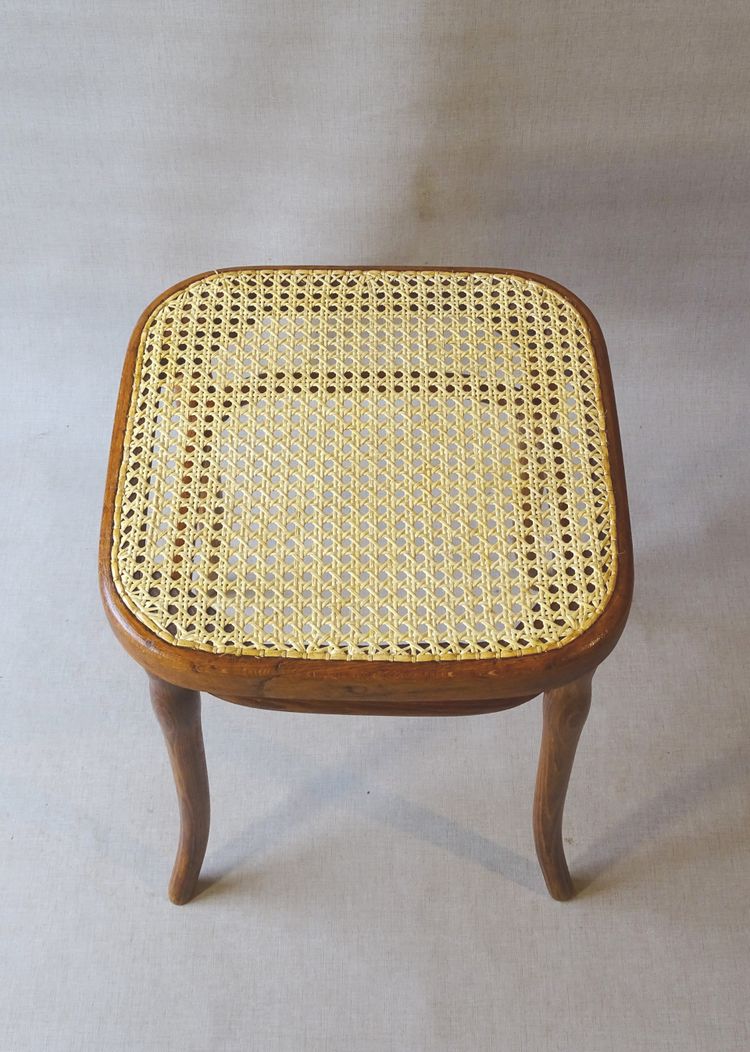 Square Thonet stool, caned, No. 56 circa 1900