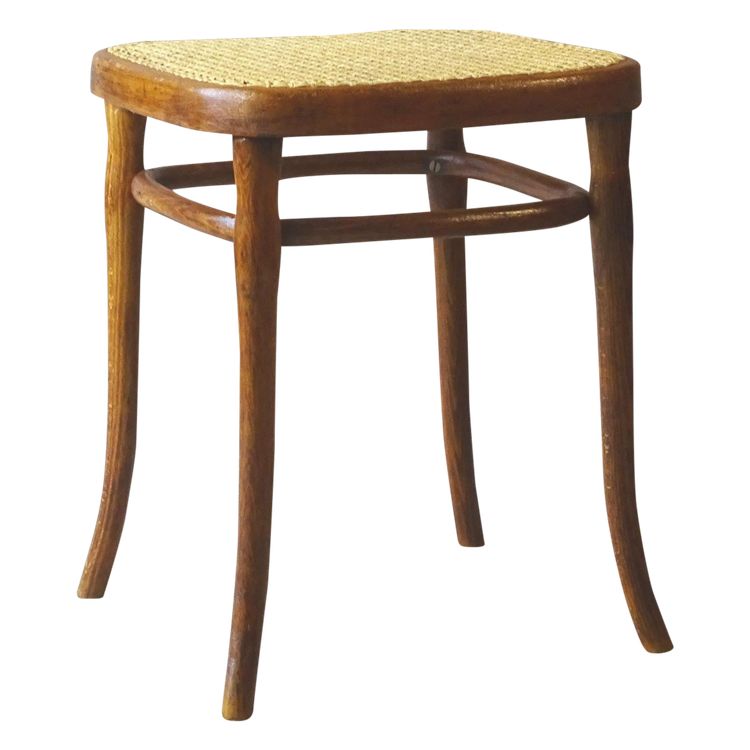 Square Thonet stool, caned, No. 56 circa 1900