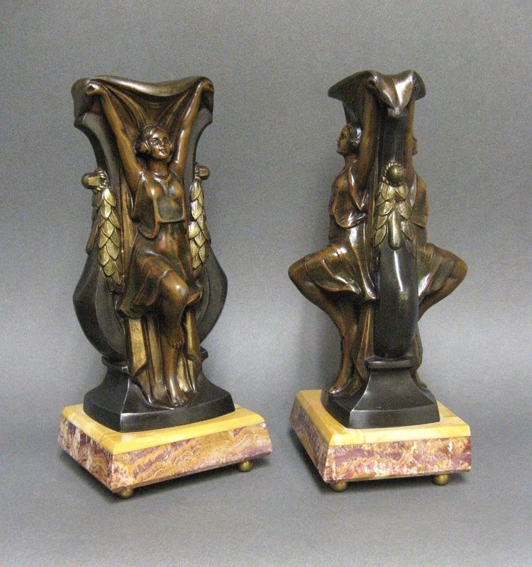Pair Of Art Deco Candlesticks Signed P. Séga.