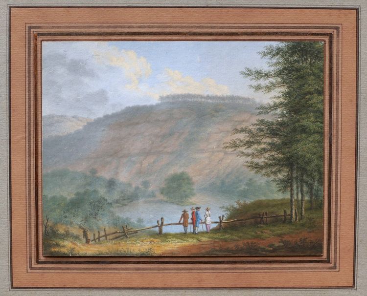 18th Century French School, Circa 1780, Figures Admiring A Lake (lake Nemi?)