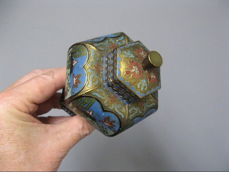 Miniature Chinese Cloisonné Cutlery Pots.