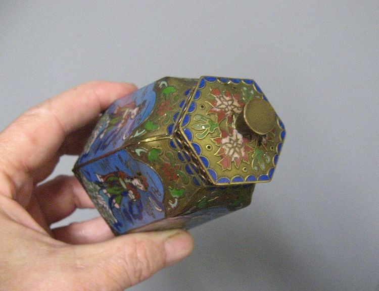 Miniature Chinese Cloisonné Cutlery Pots.