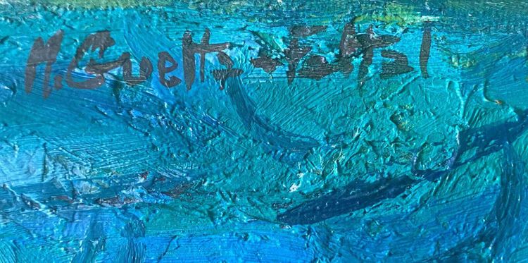 Painting "Reflets dans l'eau" HST from 1942 by Marcelle GUETTA-FATTAL (1922-2009)