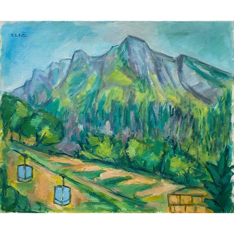 HST-Gemälde "Alpenlandschaft / Hochsavoyen" Marcelle GUETTA-FATTAL (1922-2009)