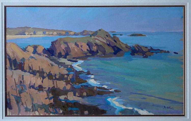 Tableau Marine Signé B. Olive - Bretagne Bord de mer + cadre Montparnasse
