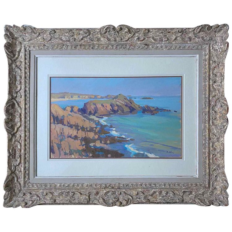 Tableau Marine Signé B. Olive - Bretagne Bord de mer + cadre Montparnasse