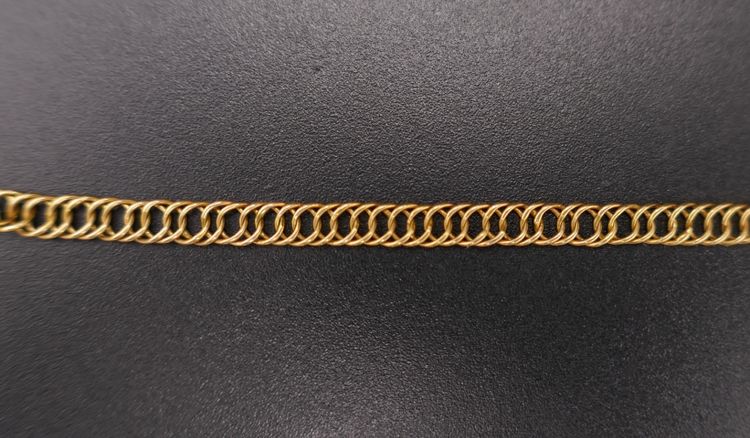 Sautoir régional ancien maille plate 1,67 mètre, fermoir émaillé.