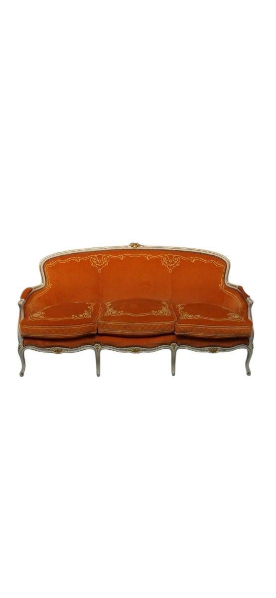 Maison Jansen pair of settees in gold rechampi lacquer