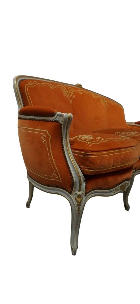 Maison Jansen pair of settees in gold rechampi lacquer