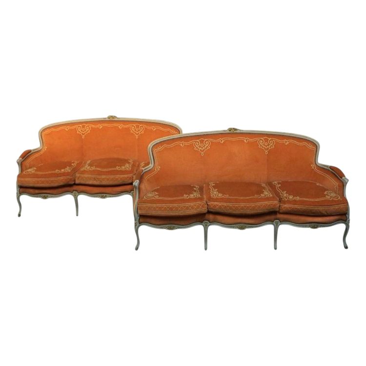 Maison Jansen pair of settees in gold rechampi lacquer