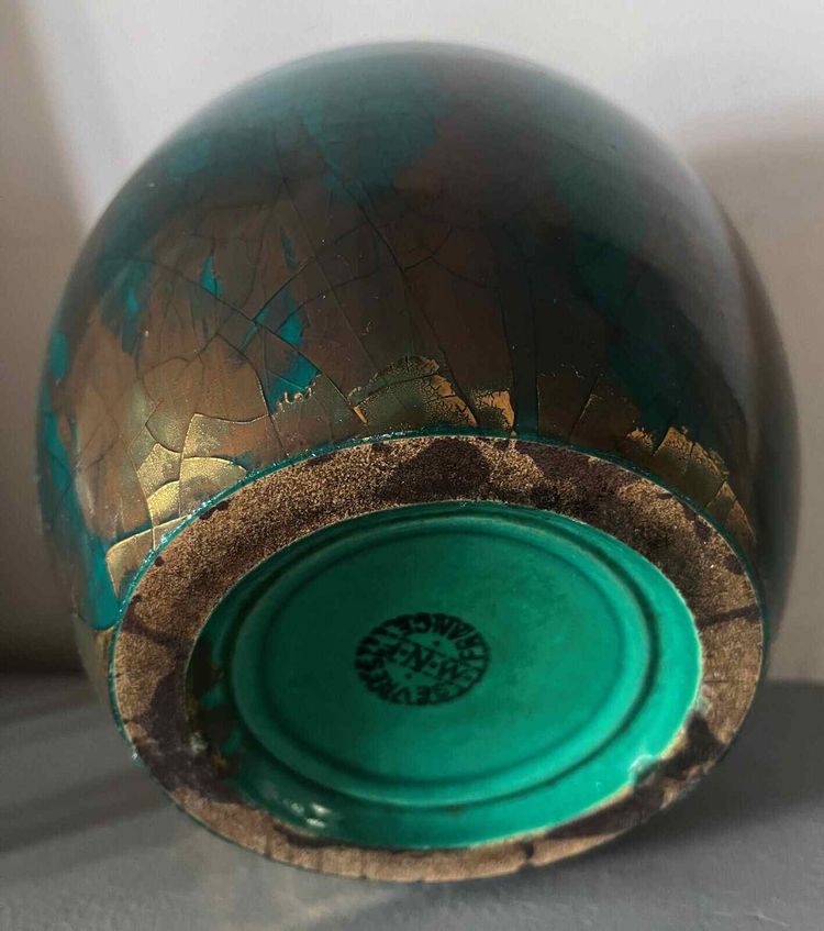 Antique gold enamel ball vase signed Sevres MNF France