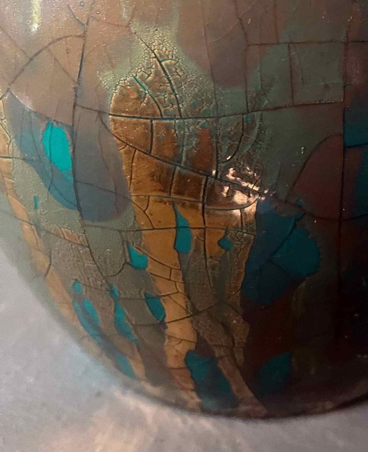 Antique gold enamel ball vase signed Sevres MNF France