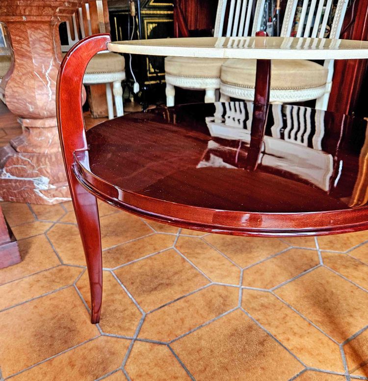 Table Basse Art Déco En Acajou Et Parchemin