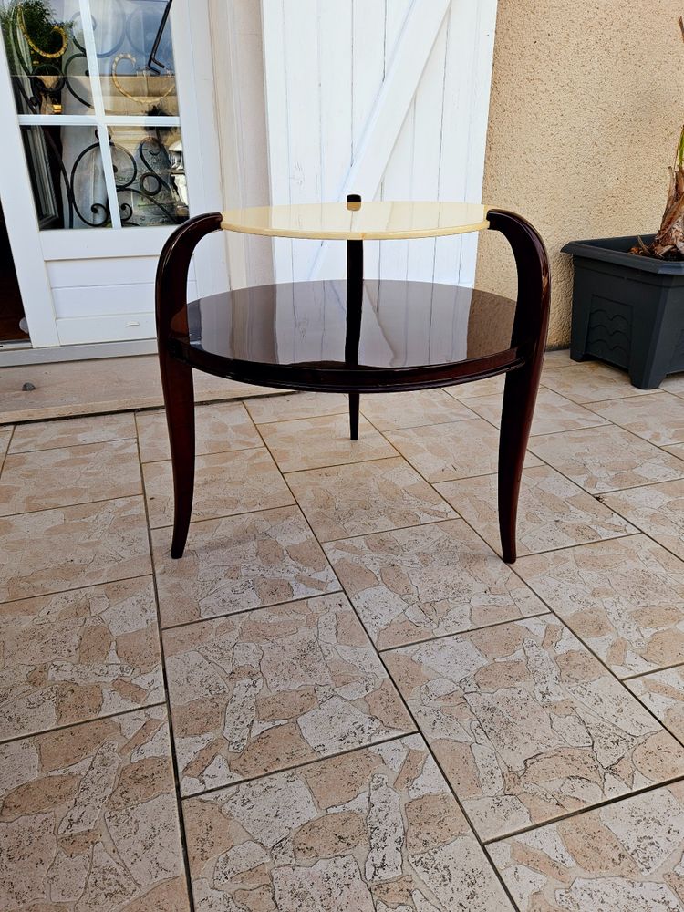 Table Basse Art Déco En Acajou Et Parchemin