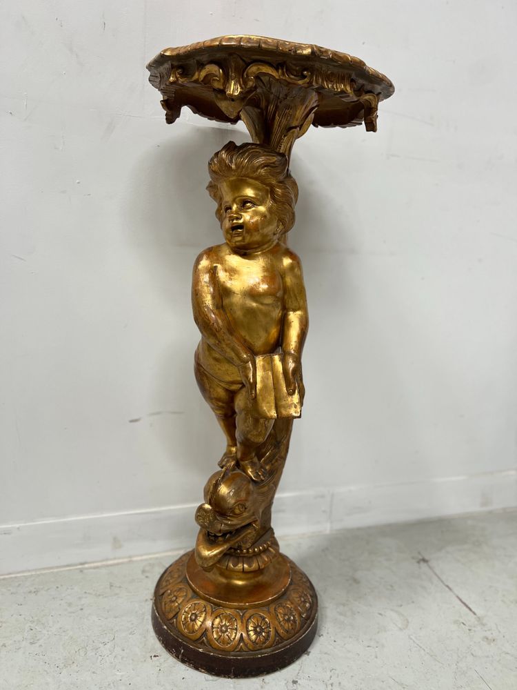 Display column in gilded carved wood XIX century
