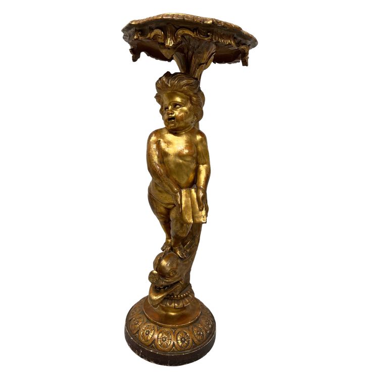 Display column in gilded carved wood XIX century