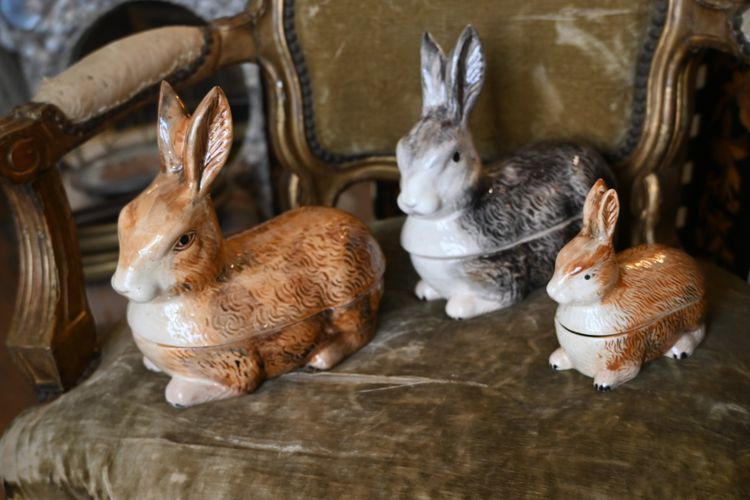Suite of three rabbit-shaped terrines
