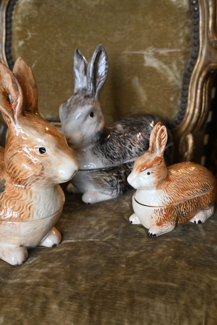 Suite of three rabbit-shaped terrines