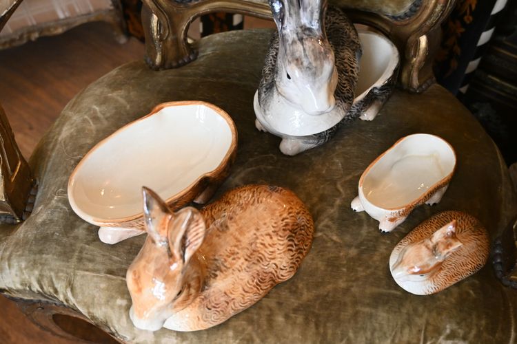 Suite of three rabbit-shaped terrines