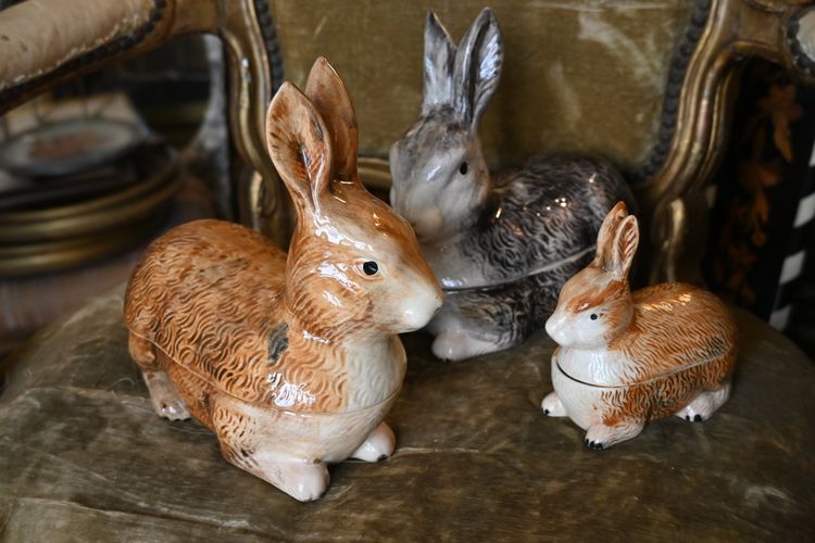 Suite of three rabbit-shaped terrines