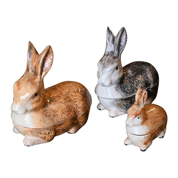 Suite of three rabbit-shaped terrines