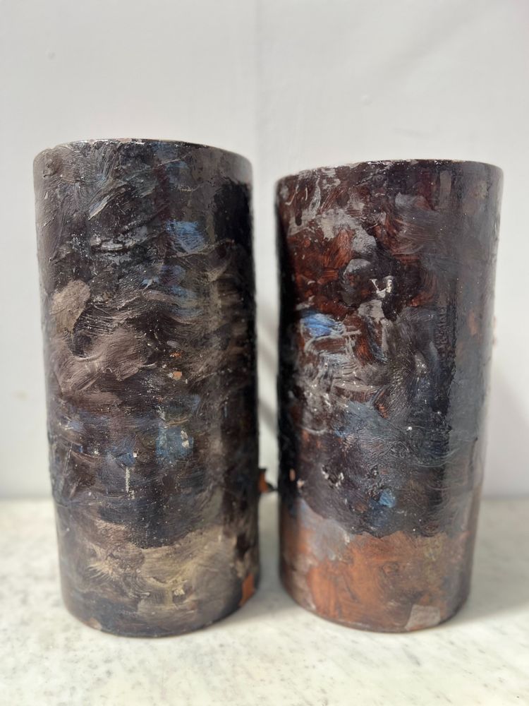Pair of barbotine tube vases 20th century