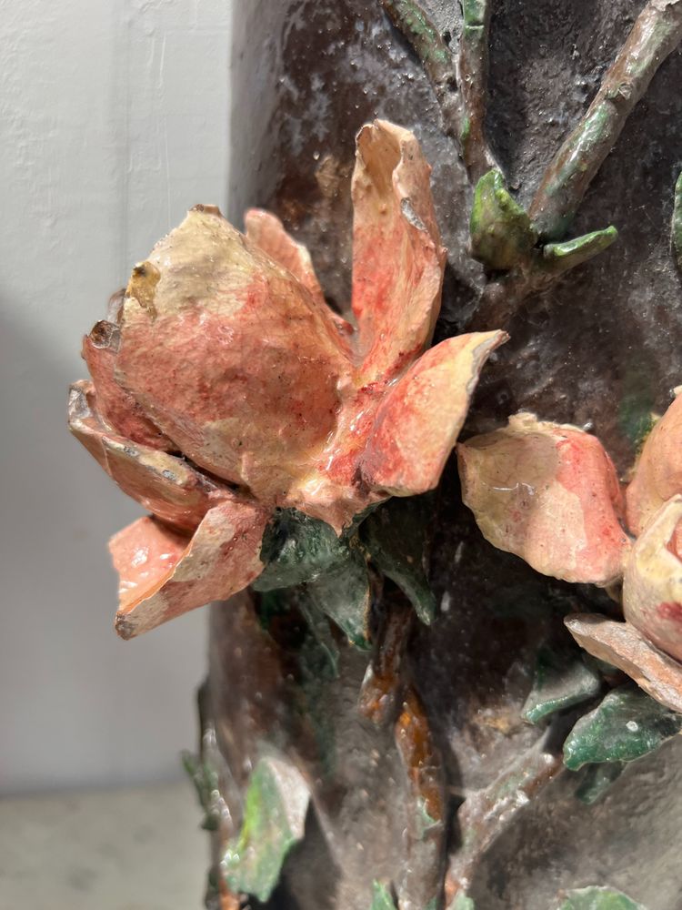 Pair of barbotine tube vases 20th century
