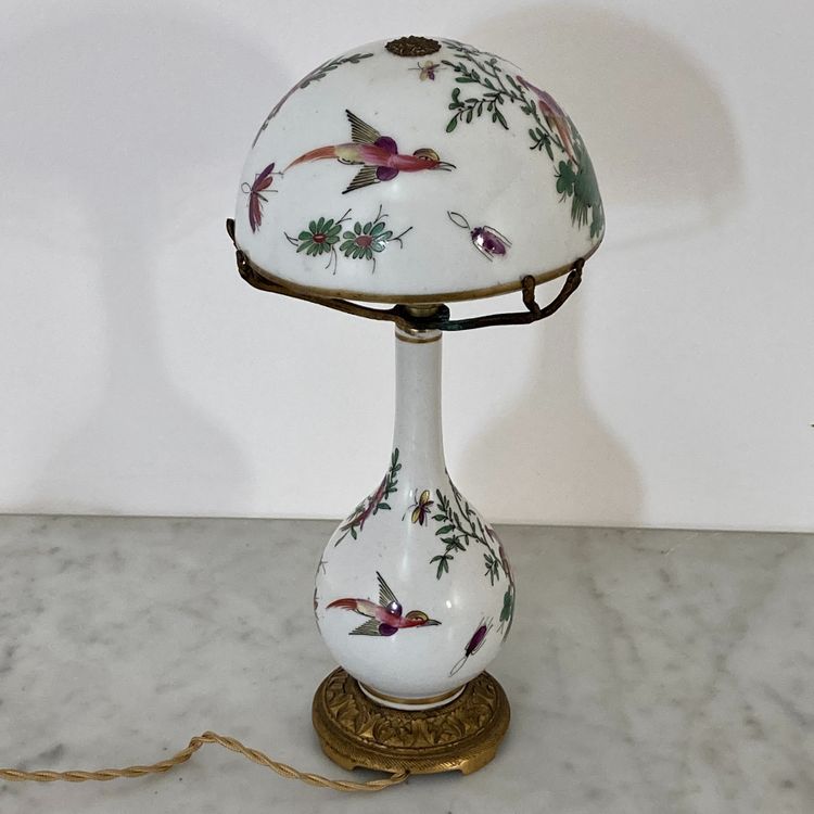 Mushroom lamp in Desvres porcelain