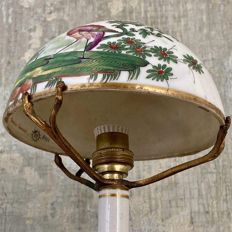 Mushroom lamp in Desvres porcelain