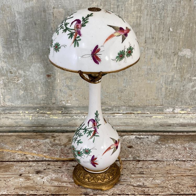 Mushroom lamp in Desvres porcelain