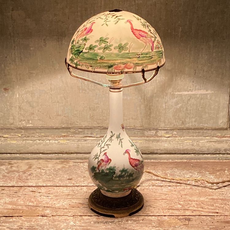 Mushroom lamp in Desvres porcelain