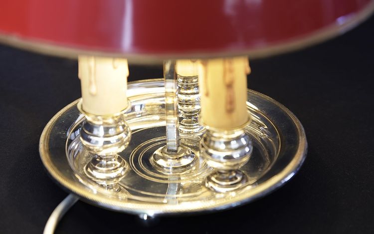 Desk, side table lamp  Silver plated metal 