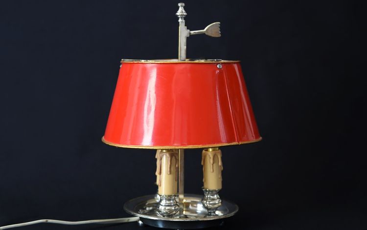 Desk, side table lamp  Silver plated metal 
