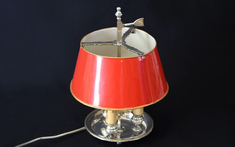 Desk, side table lamp  Silver plated metal 