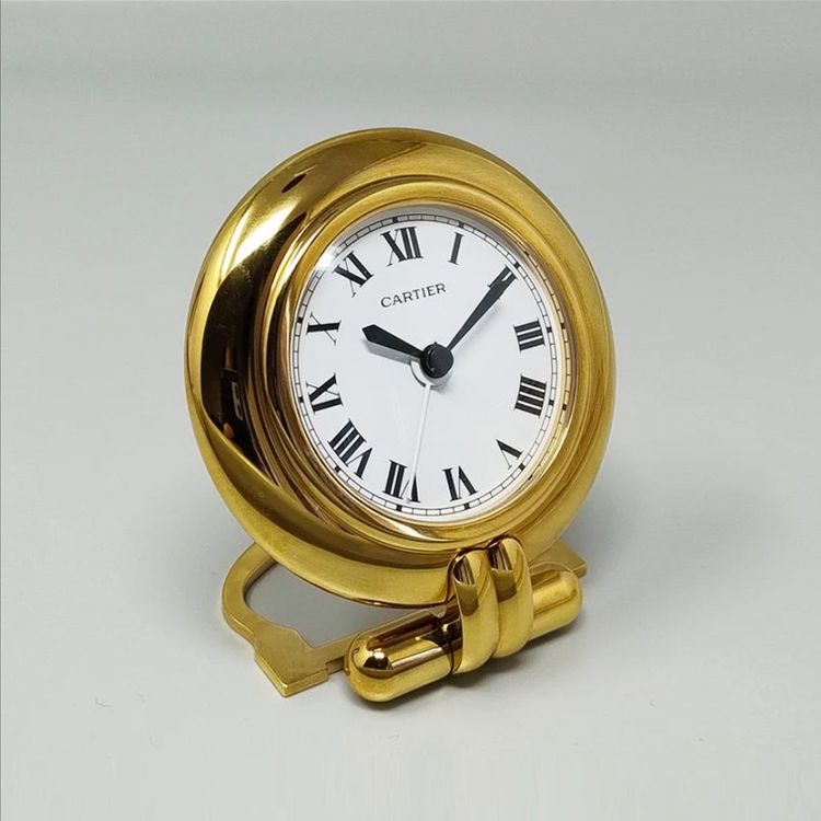 1990s Gorgeous Cartier alarm clock pendulette "Colisee". Made in France
