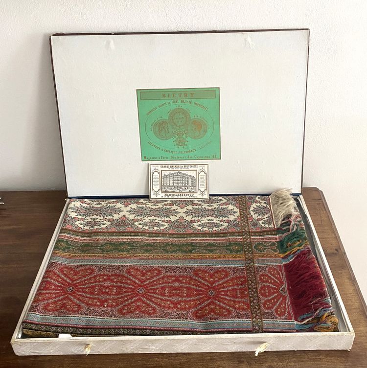 Raro Scialle in Kashmir francese XIX Maison Biétry, Fornitore delle Loro Maestà Imperiali