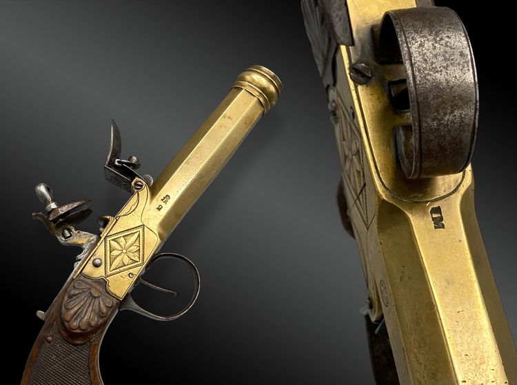 Pistola a pietra focaia da marina Belgio, XIX secolo
