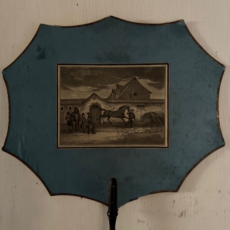 Coppia di paraventi di carta bifacciali con incisione di Napoleone III