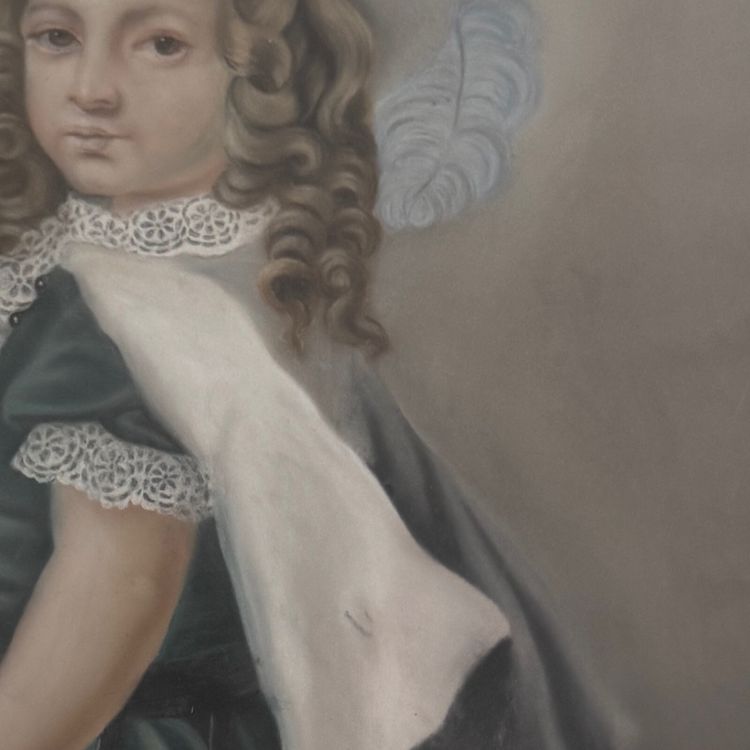 Aquarelle sur papier portrait de jeune fille avec une épée XIXe