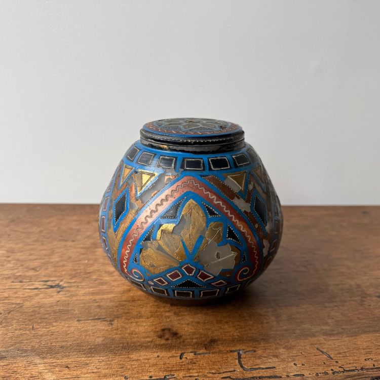 Lampe veilleuse Paul Fouillen Quimper en verre peint XXe