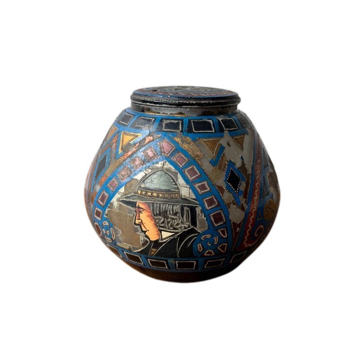 Lampe veilleuse Paul Fouillen Quimper en verre peint XXe