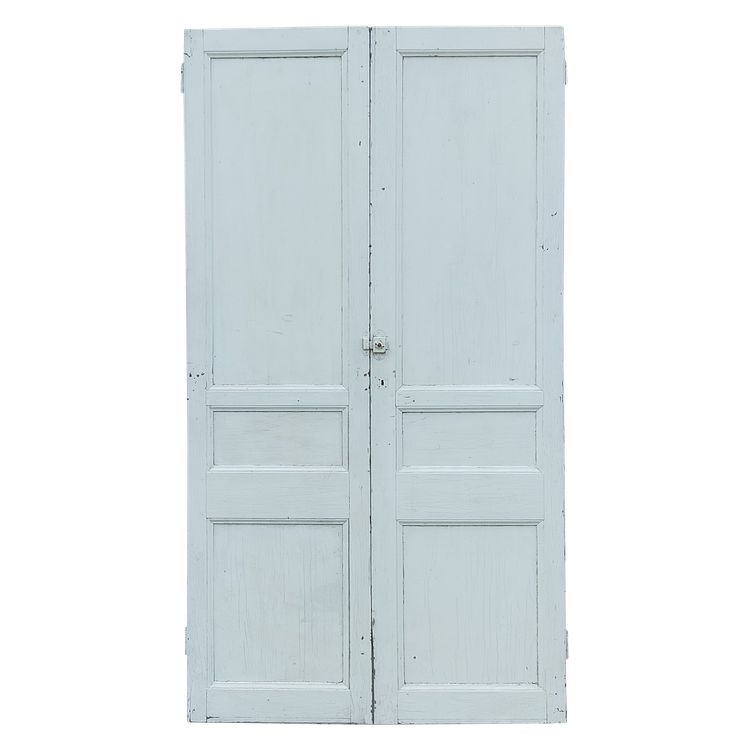 Two antique double cupboard doors with frames